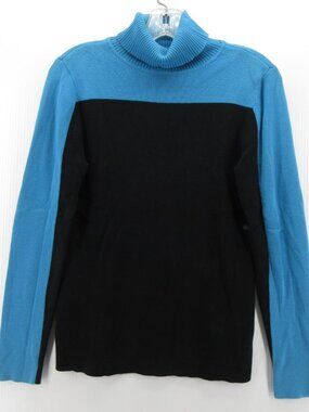 VINTAGE Gap Sweater Medium Blue Turtleneck Y2K Colorblock Pullover *